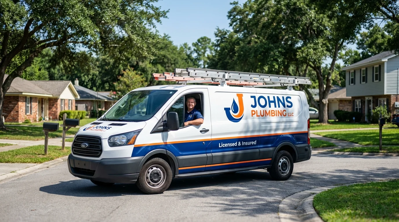 Johns Plumbing LLC service van in Pierce City, MO
