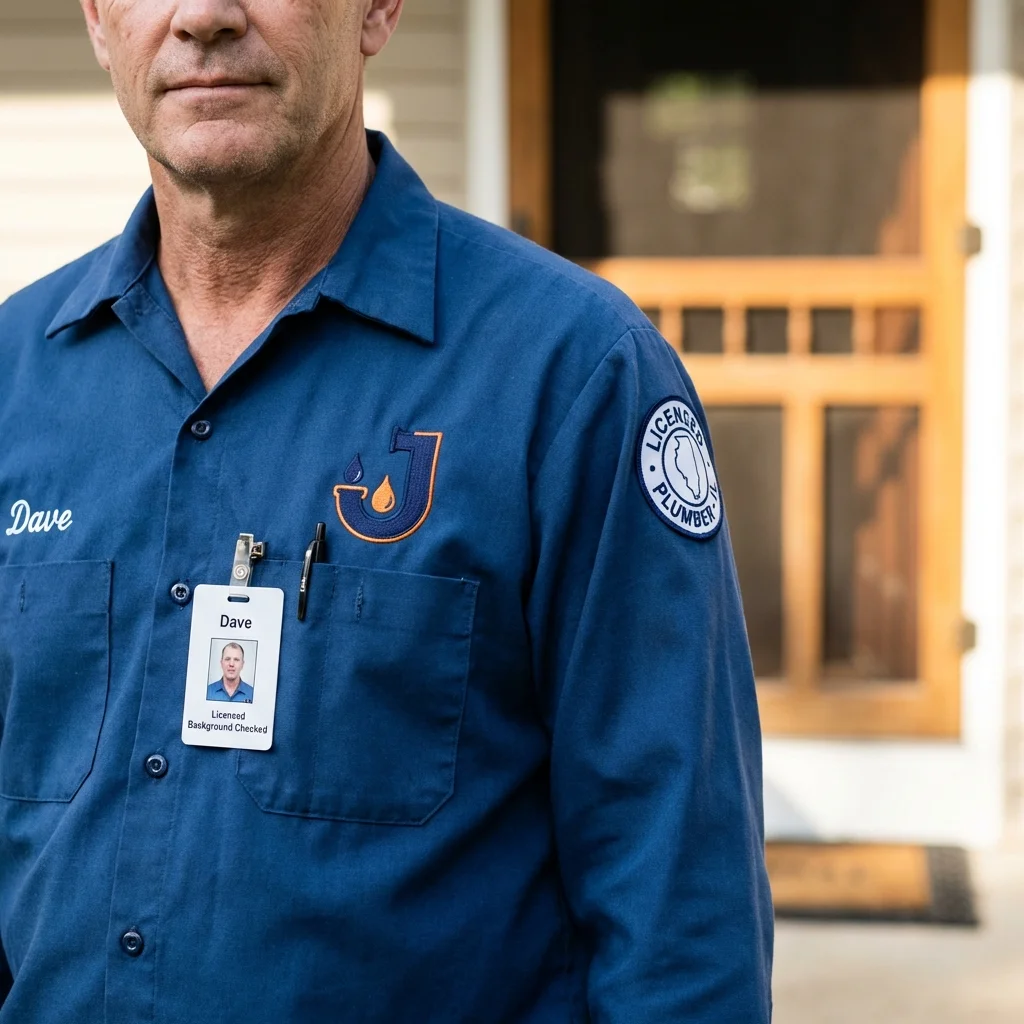 Licensed plumber showing ID badge in Pierce City, MO