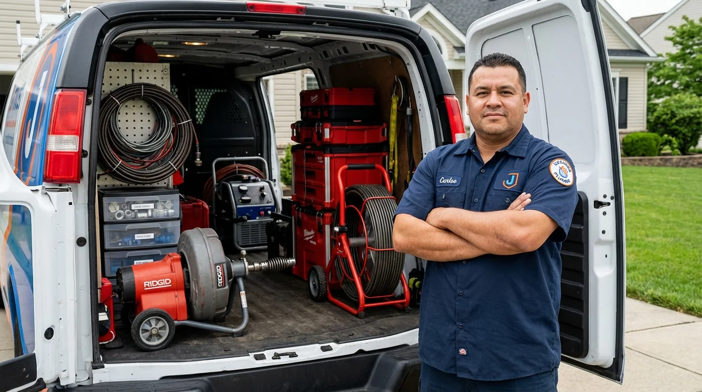 Professional drain cleaning equipment and Johns Plumbing LLC plumber in Pierce City
