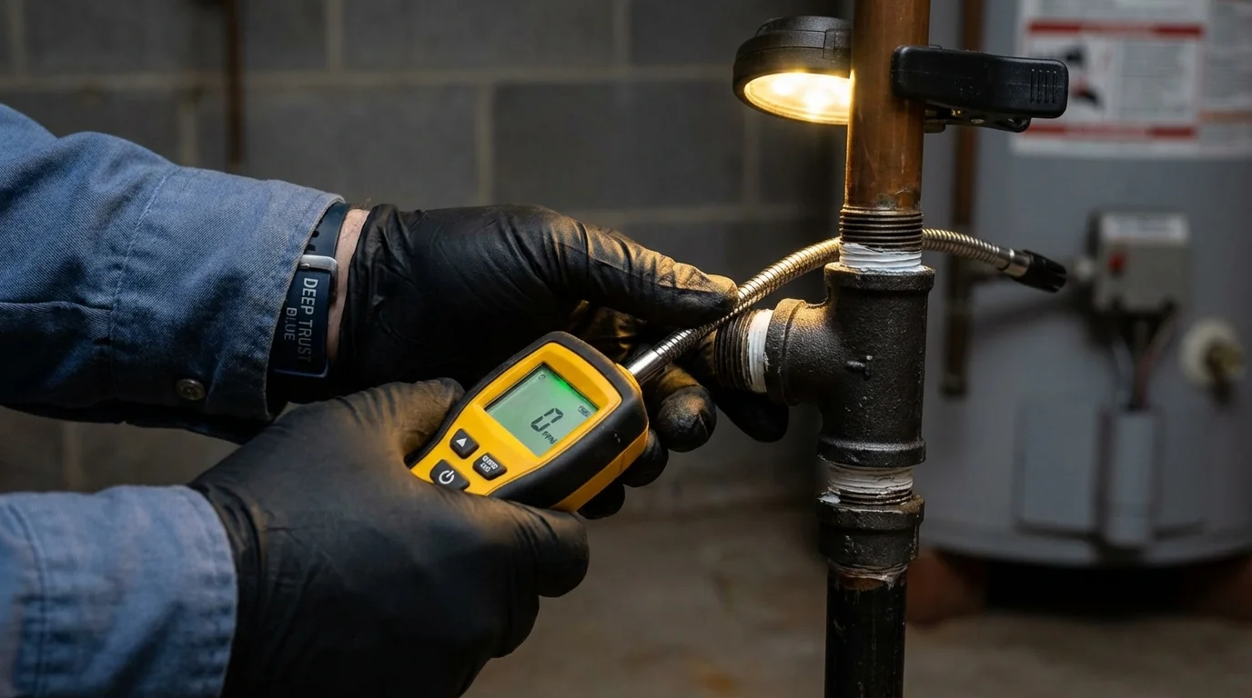Gas leak detection with electronic sniffer by Johns Plumbing LLC in Pierce City