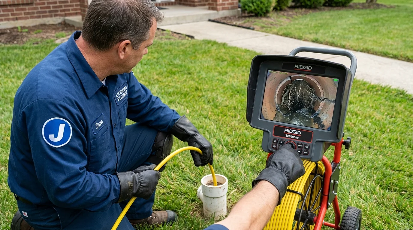Sewer camera inspection being performed by Johns Plumbing LLC in Pierce City