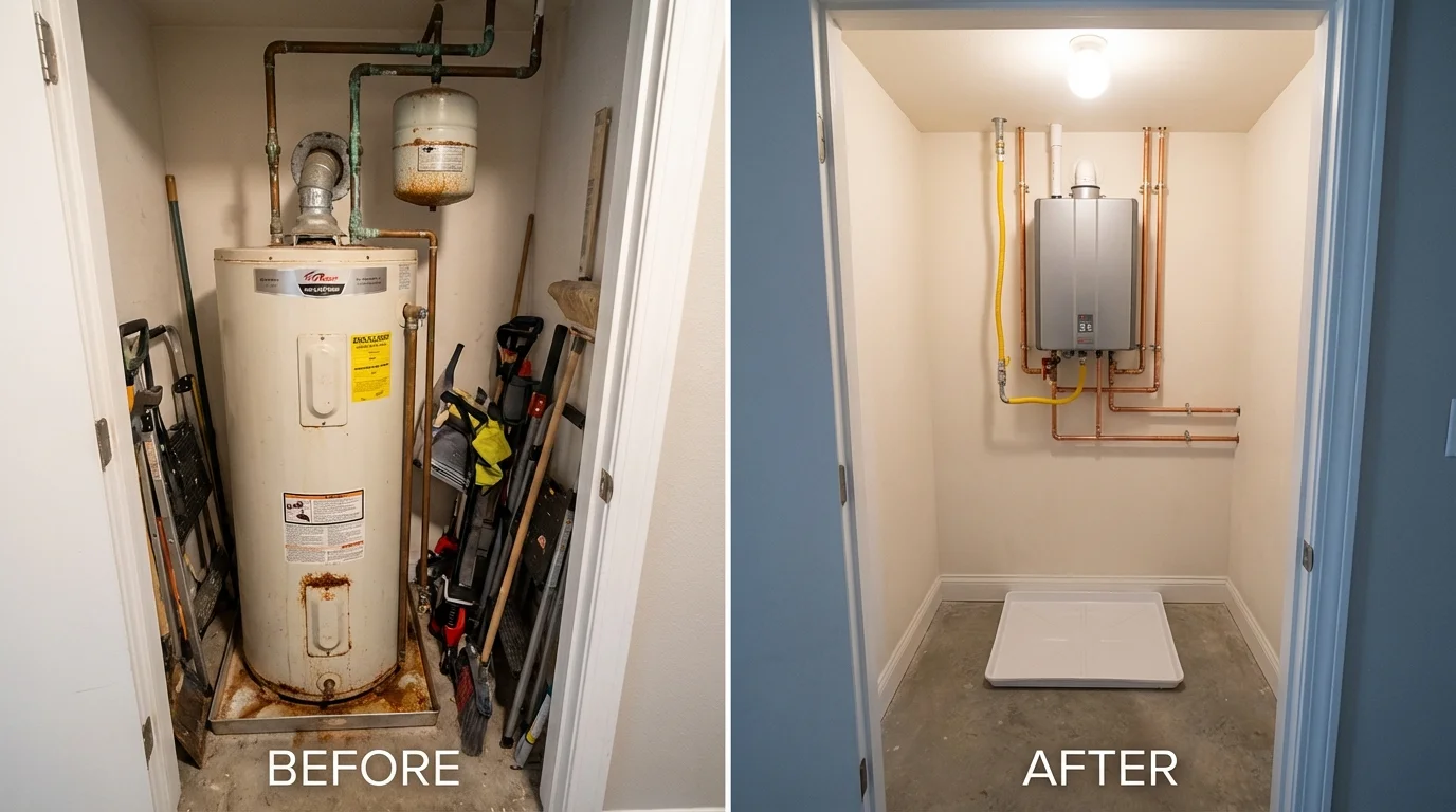 Tank water heater versus wall-mounted tankless unit comparison for Pierce City, MO homeowners